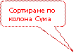 Сортиране по колона Сума